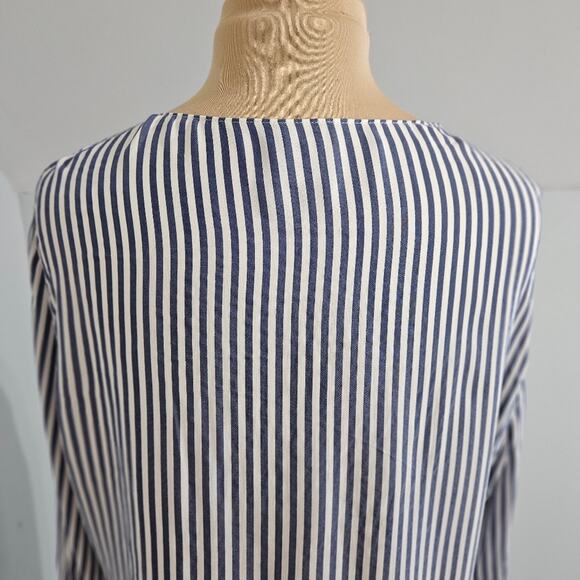 Chico's Top Womens XLP Striped Ruffle Front Tie Sleeve Blouse Career Corpcore - Picture 10 of 16